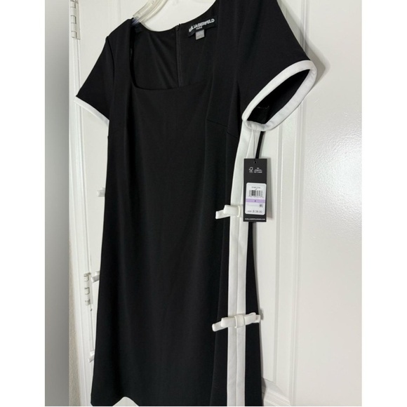 KARL LAGERFELD Women's Shift Mini Dress Size 6 Square Neck Bow Professional - Picture 7 of 11
